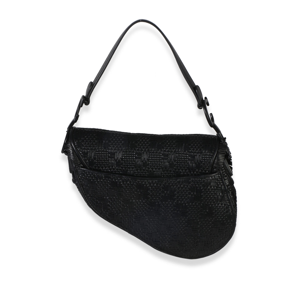 Christian Dior Black Ultramatte Woven Calfskin Saddle Bag Handbag 5