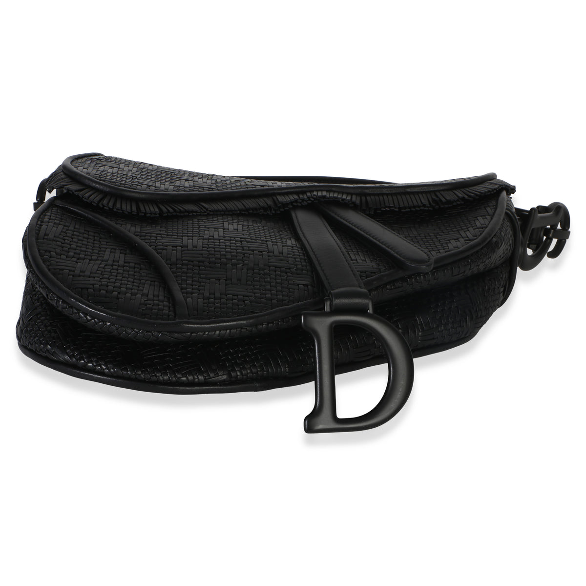 Christian Dior Black Ultramatte Woven Calfskin Saddle Bag Handbag 6