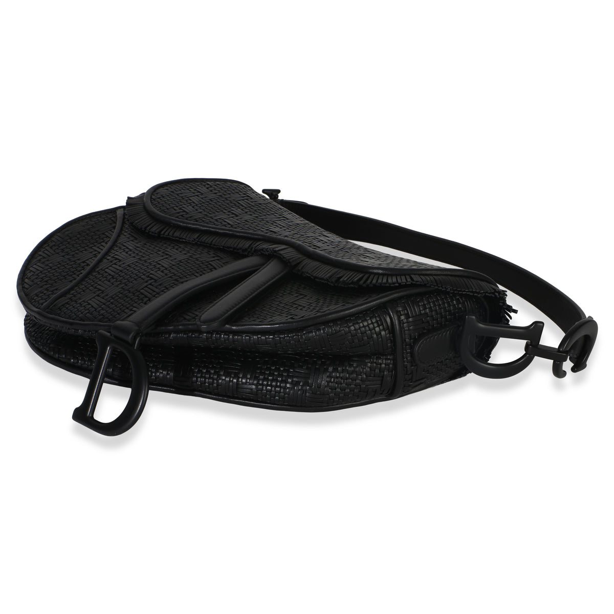 Christian Dior Black Ultramatte Woven Calfskin Saddle Bag Handbag 7
