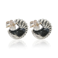 David Yurman Sterling Silver  Sculpted Cable Earrings pv