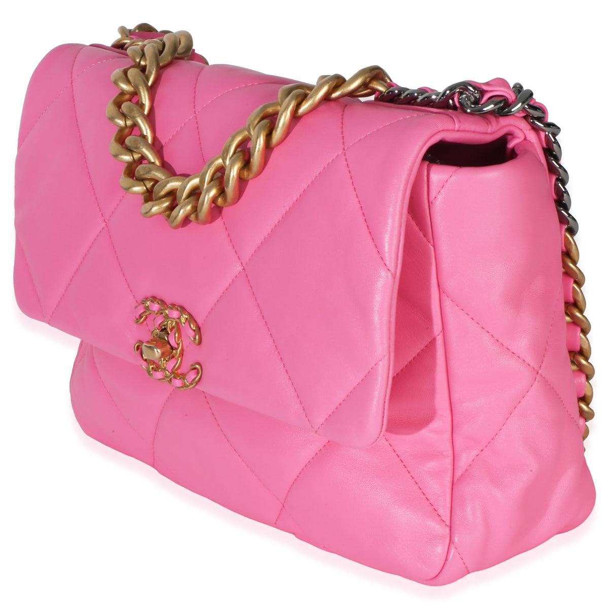 Chanel Pink Quilted Lambskin Large  19 Flap Bag Handbag 2