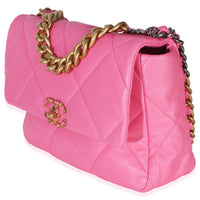 Chanel Pink Quilted Lambskin Large  19 Flap Bag Handbag 2