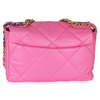 Chanel Pink Quilted Lambskin Large  19 Flap Bag Handbag 4