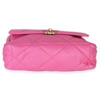 Chanel Pink Quilted Lambskin Large  19 Flap Bag Handbag 5