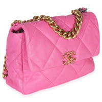 Chanel Pink Quilted Lambskin Large  19 Flap Bag Handbag 3