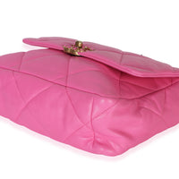 Chanel Pink Quilted Lambskin Large  19 Flap Bag Handbag 6