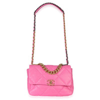 Chanel Pink Quilted Lambskin Large  19 Flap Bag Handbag 8