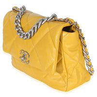 Chanel Yellow Quilted Lambskin Large  19 Flap Bag Handbag 2