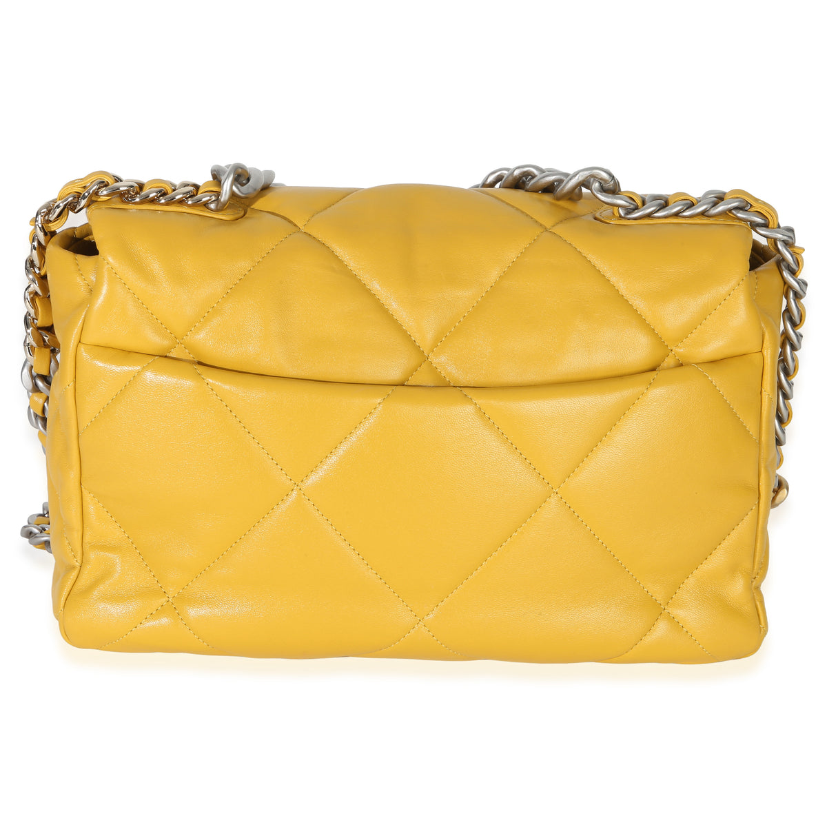Chanel Yellow Quilted Lambskin Large  19 Flap Bag Handbag 4