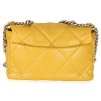 Chanel Yellow Quilted Lambskin Large  19 Flap Bag Handbag 4