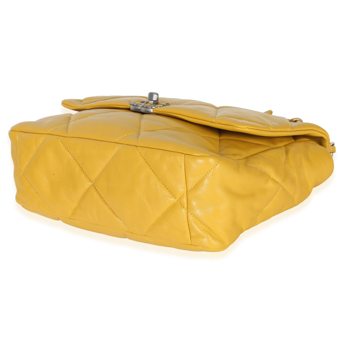 Chanel Yellow Quilted Lambskin Large  19 Flap Bag Handbag 6