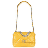 Chanel Yellow Quilted Lambskin Large  19 Flap Bag Handbag 8