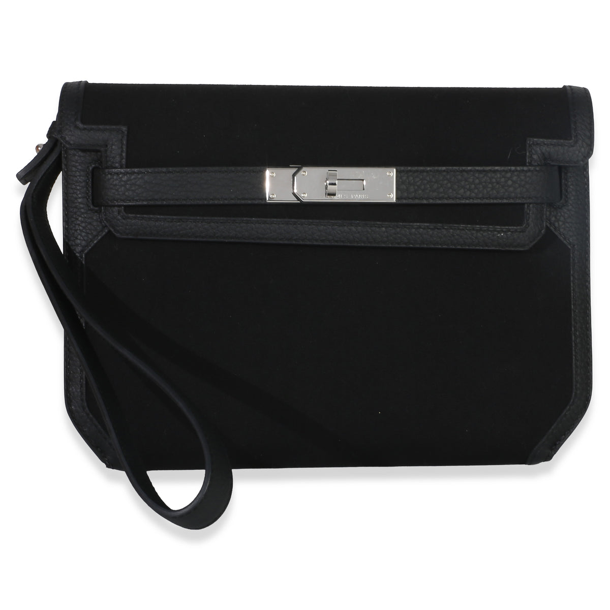 Hermès Black Togo Wollycot Depeches 25 PHW Handbag fv