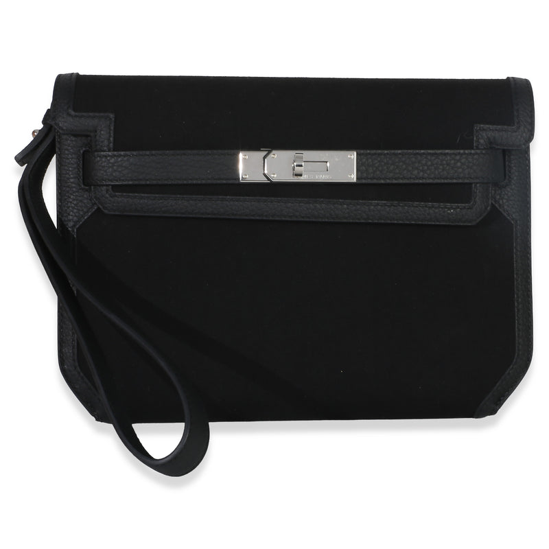 Hermès Black Togo Wollycot Depeches 25 PHW Handbag fv