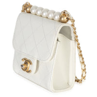 Chanel White Lambskin Quilted Chic Pearls Clutch On Chain Handbag 2