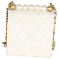 Chanel White Lambskin Quilted Chic Pearls Clutch On Chain Handbag 4