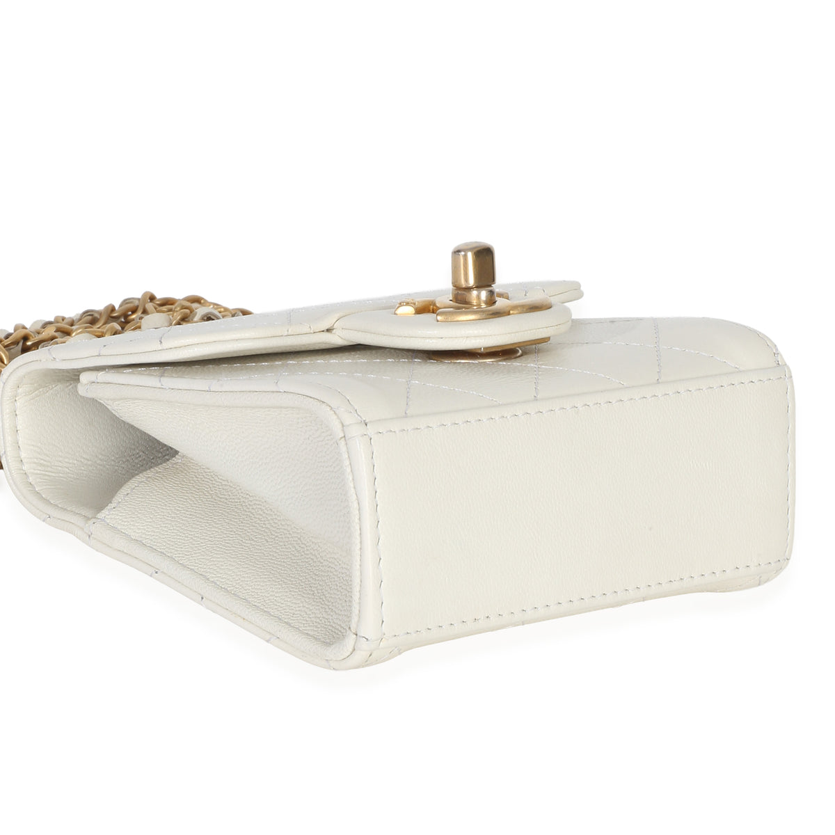 Chanel White Lambskin Quilted Chic Pearls Clutch On Chain Handbag 7
