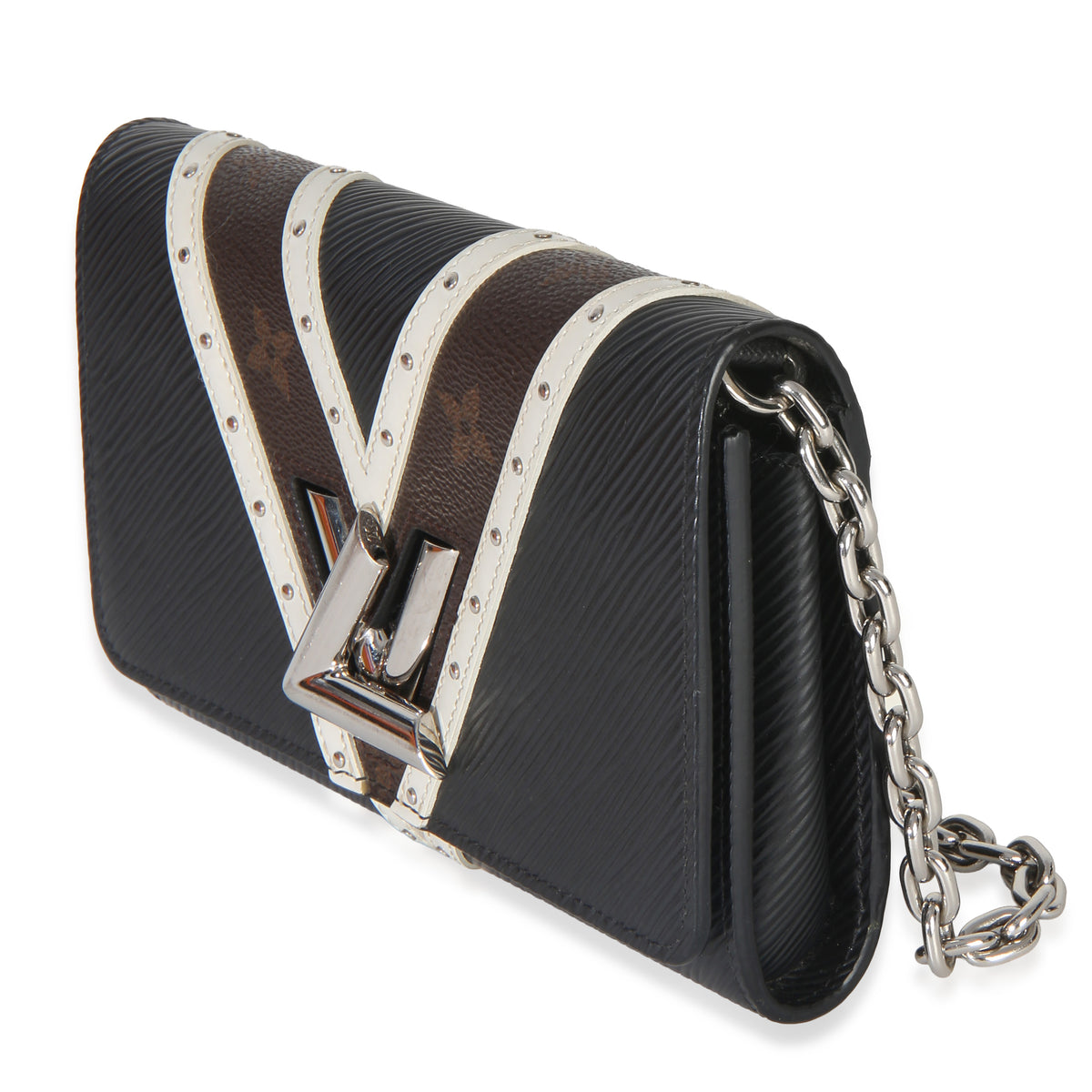 Louis Vuitton Black White V Monogram Canvas Twist Wallet on Chain Handbag 2