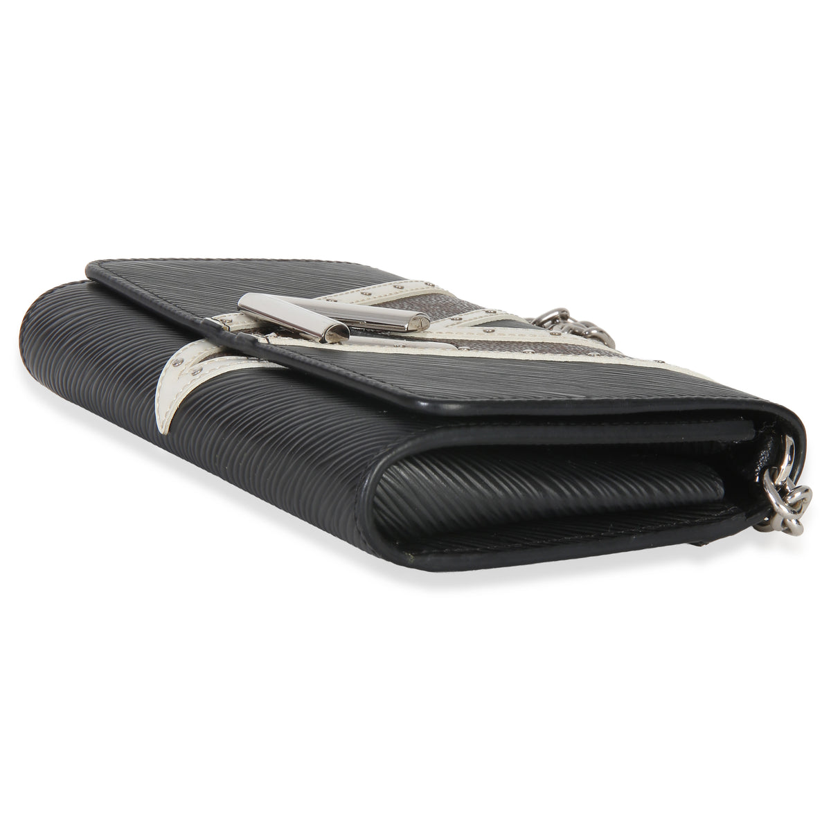 Louis Vuitton Black White V Monogram Canvas Twist Wallet on Chain Handbag 6