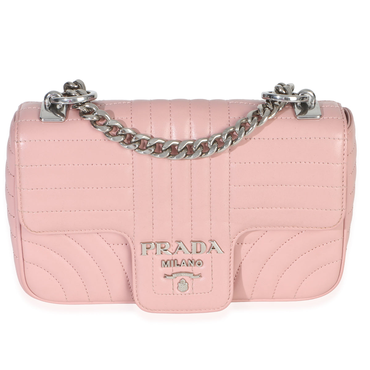 Prada Pink Nappa Impunture Diagramme Small Chain Flap Bag Handbag id