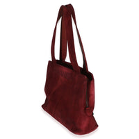 Chanel Vintage Red Suede Logo Small Tote Handbag 2