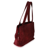 Chanel Vintage Red Suede Logo Small Tote Handbag 3