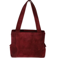 Chanel Vintage Red Suede Logo Small Tote Handbag 4