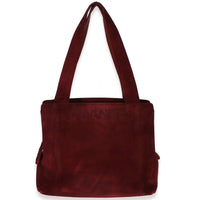 Chanel Vintage Red Suede Logo Small Tote Handbag fv