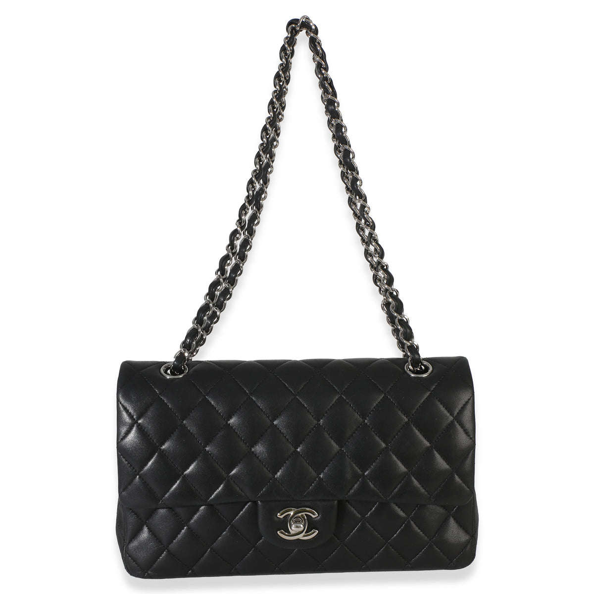 Chanel Black Quilted Lambskin Medium Classic Double Flap Bag Handbag 8