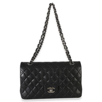 Chanel Black Quilted Lambskin Medium Classic Double Flap Bag Handbag 8