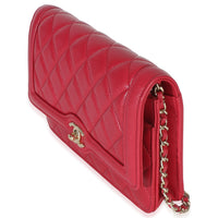 Chanel Red Quilted Lambskin Hold The Line CC Wallet On Chain Handbag 2