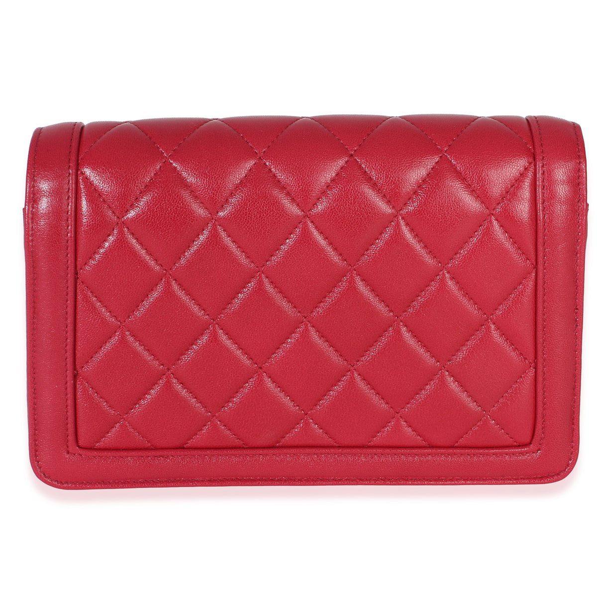 Chanel Red Quilted Lambskin Hold The Line CC Wallet On Chain Handbag 4