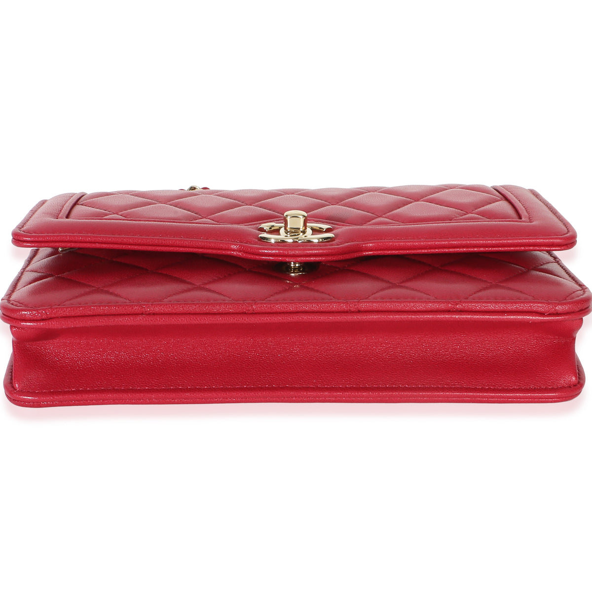 Chanel Red Quilted Lambskin Hold The Line CC Wallet On Chain Handbag 5