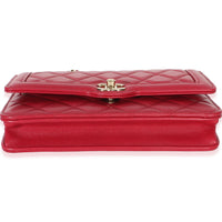 Chanel Red Quilted Lambskin Hold The Line CC Wallet On Chain Handbag 5