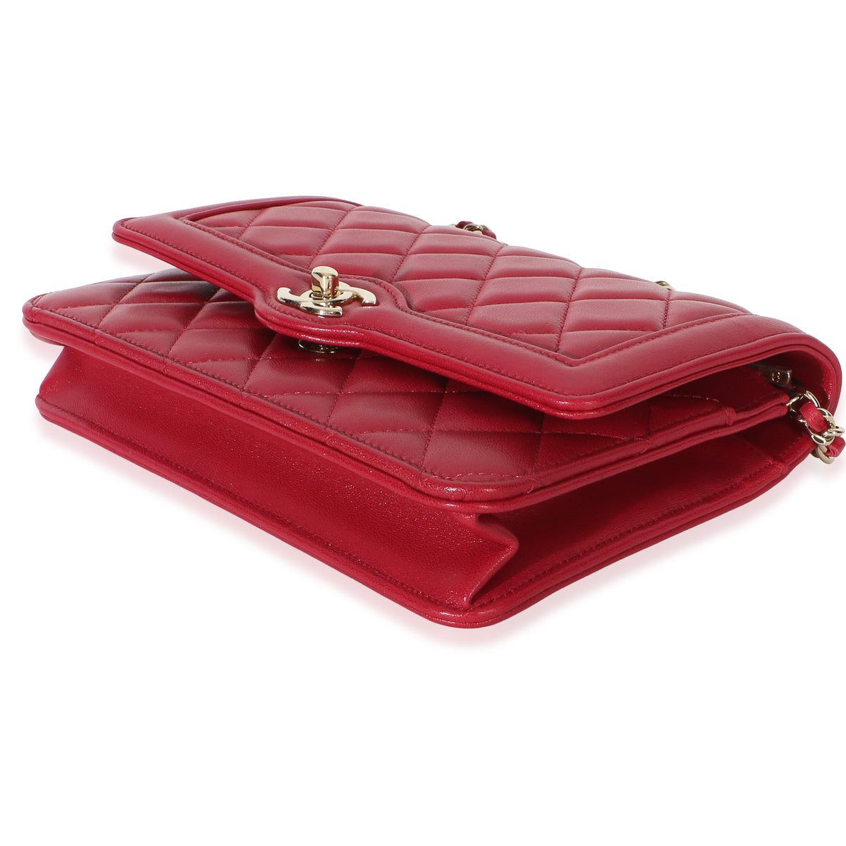Chanel Red Quilted Lambskin Hold The Line CC Wallet On Chain Handbag 6