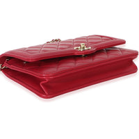 Chanel Red Quilted Lambskin Hold The Line CC Wallet On Chain Handbag 7