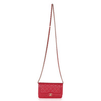 Chanel Red Quilted Lambskin Hold The Line CC Wallet On Chain Handbag 8