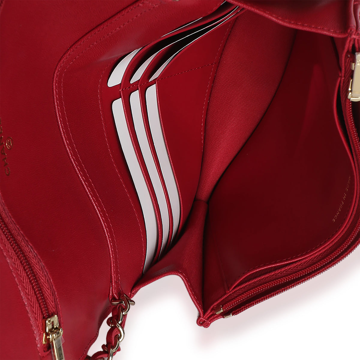 Chanel Red Quilted Lambskin Hold The Line CC Wallet On Chain Handbag 9