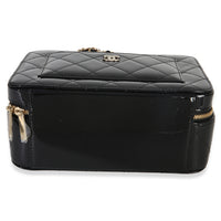 Chanel Black Quilted Patent Top Handle Vanity With Chain Handbag 5