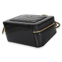 Chanel Black Quilted Patent Top Handle Vanity With Chain Handbag 6
