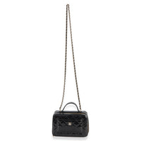 Chanel Black Quilted Patent Top Handle Vanity With Chain Handbag 8