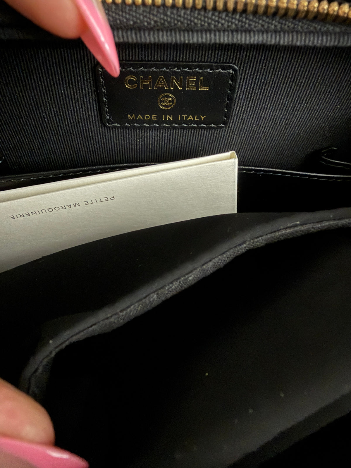 Chanel Black Quilted Patent Top Handle Vanity With Chain Handbag ad2