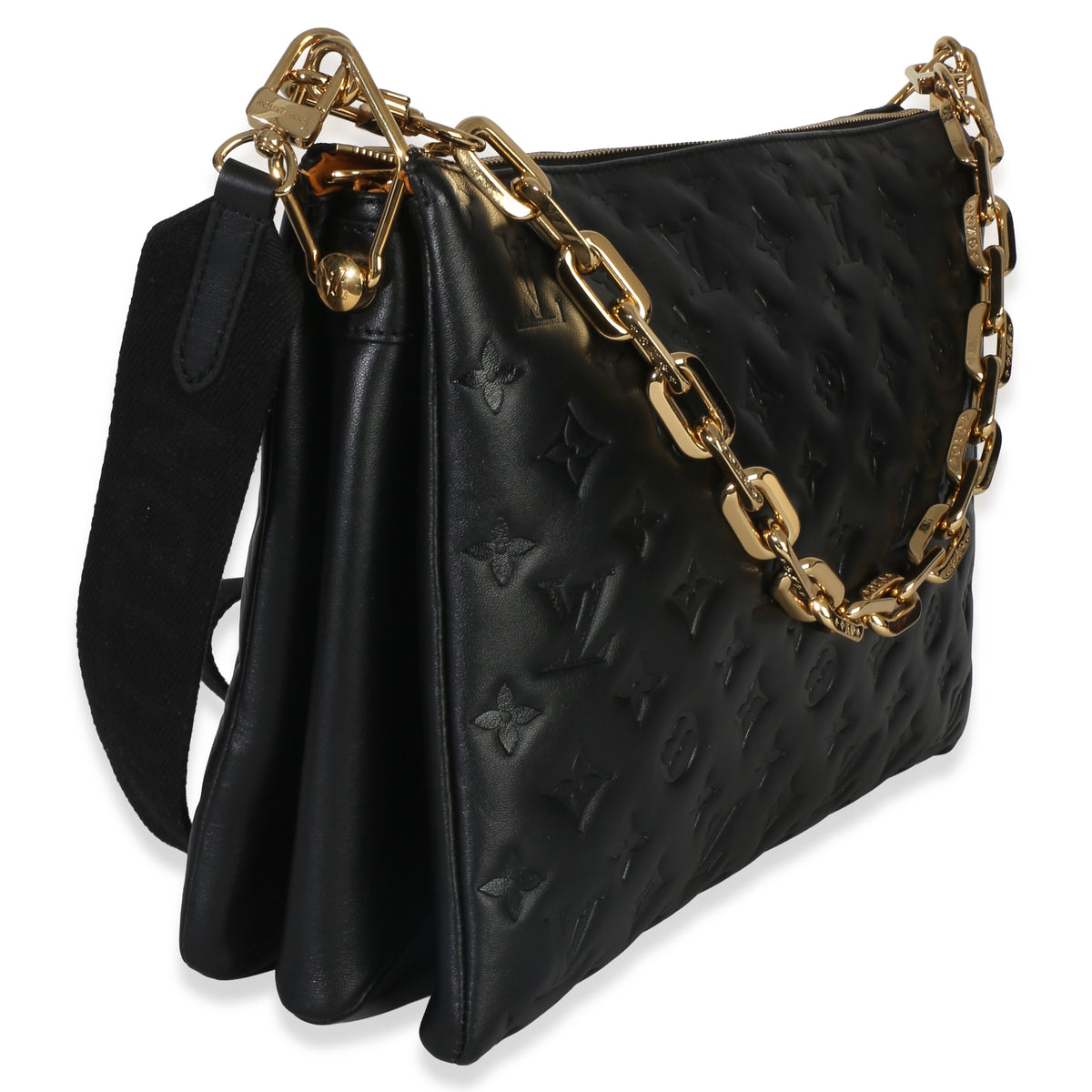 Louis Vuitton Black Monogram Embossed Lambskin Coussin MM Handbag 4