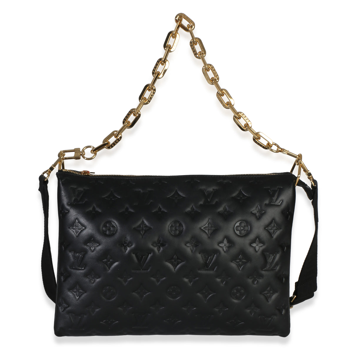 Louis Vuitton Black Monogram Embossed Lambskin Coussin MM Handbag fv