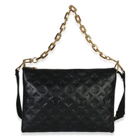 Louis Vuitton Black Monogram Embossed Lambskin Coussin MM Handbag fv