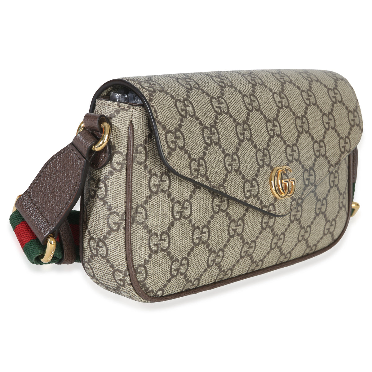 Gucci GG Supreme Monogram Textured Dollar Calfskin Web Mini Ophidia Envelope Bag Handbag 3