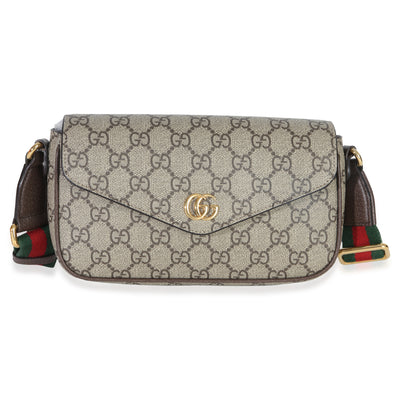 Gucci GG Supreme Monogram Textured Dollar Calfskin Web Mini Ophidia Envelope Bag Handbag fv