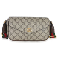Gucci GG Supreme Monogram Textured Dollar Calfskin Web Mini Ophidia Envelope Bag Handbag fv