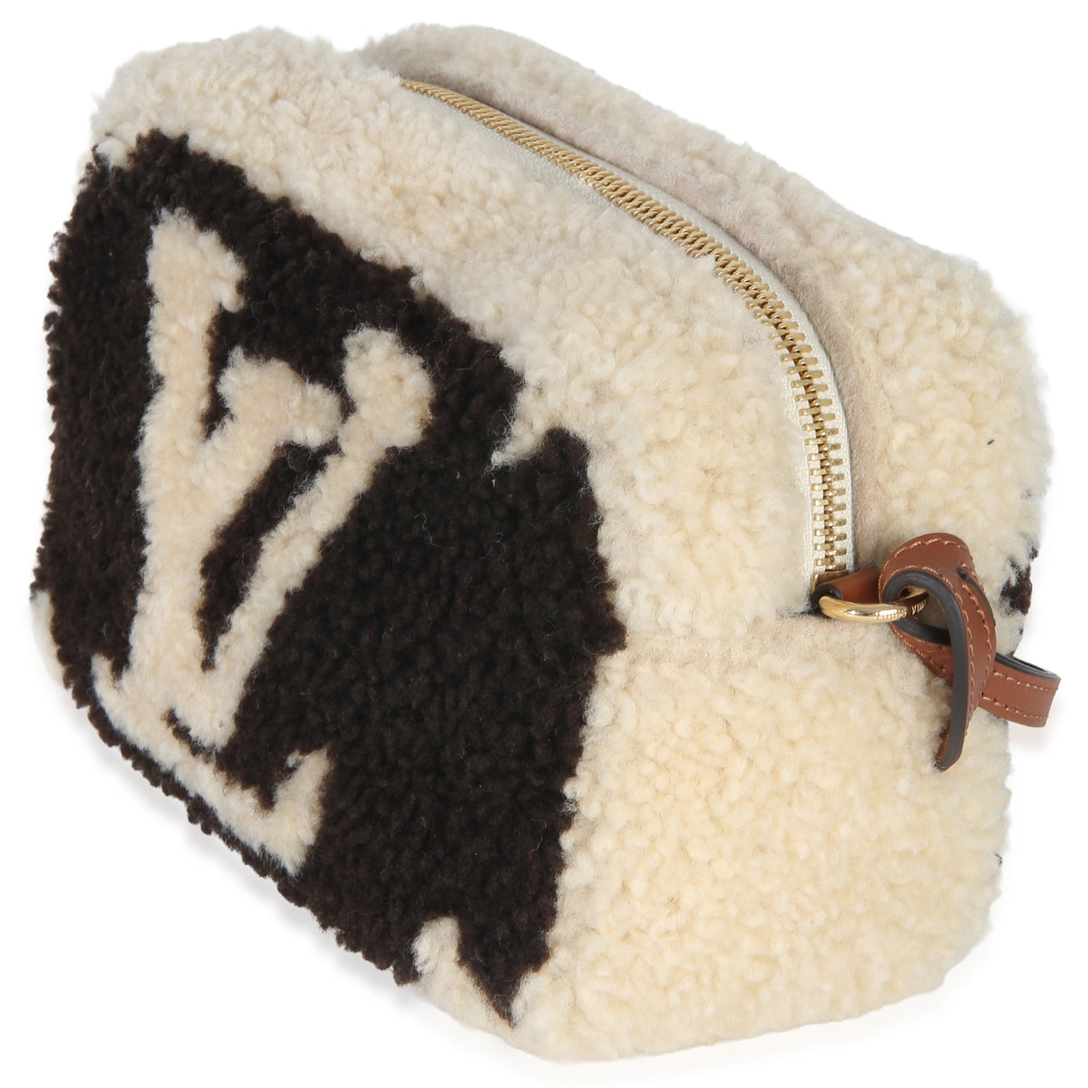Louis Vuitton Brown Beige Monogram Teddy Fleece Beach Pouch Handbag 2