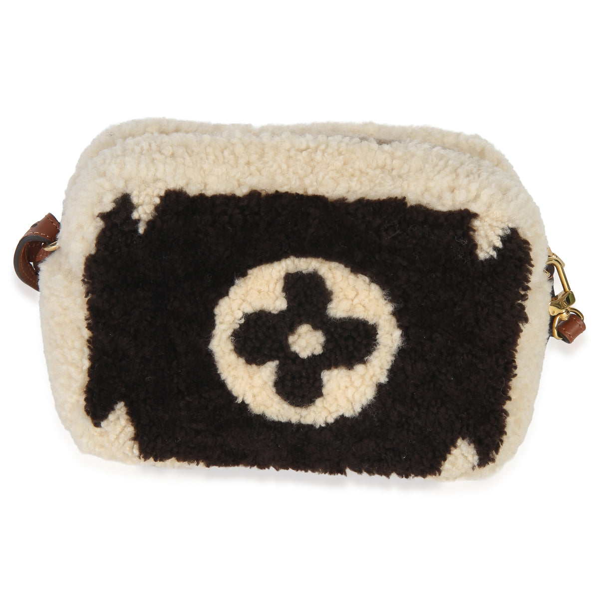 Louis Vuitton Brown Beige Monogram Teddy Fleece Beach Pouch Handbag 4